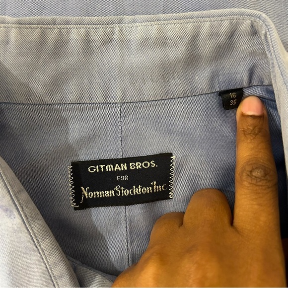 Gitman Bros. For Norman Stockton Inc. Men’s Button Down Shirt Blue Size 16/35 - Picture 3 of 7